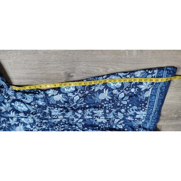 Talbots Dress 4P Womens Blue Floral A Line 3/4 Balloon Sleeve Drawstring Waist - Picture 10 of 14